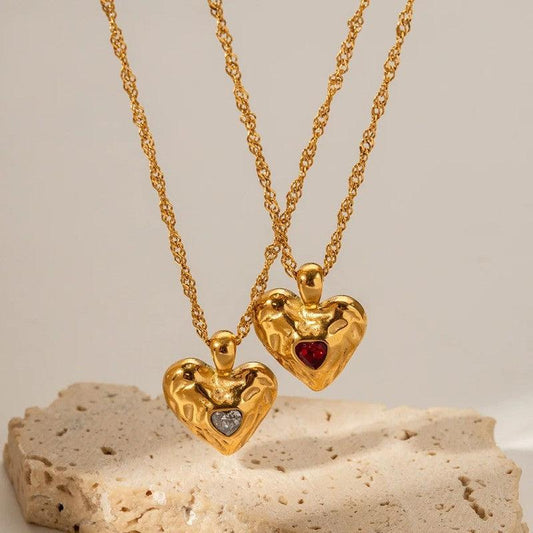 Cheky - Alloy Heart-shaped Necklace With Diamond Fashion INS Style Necklace Love Valentine's Day