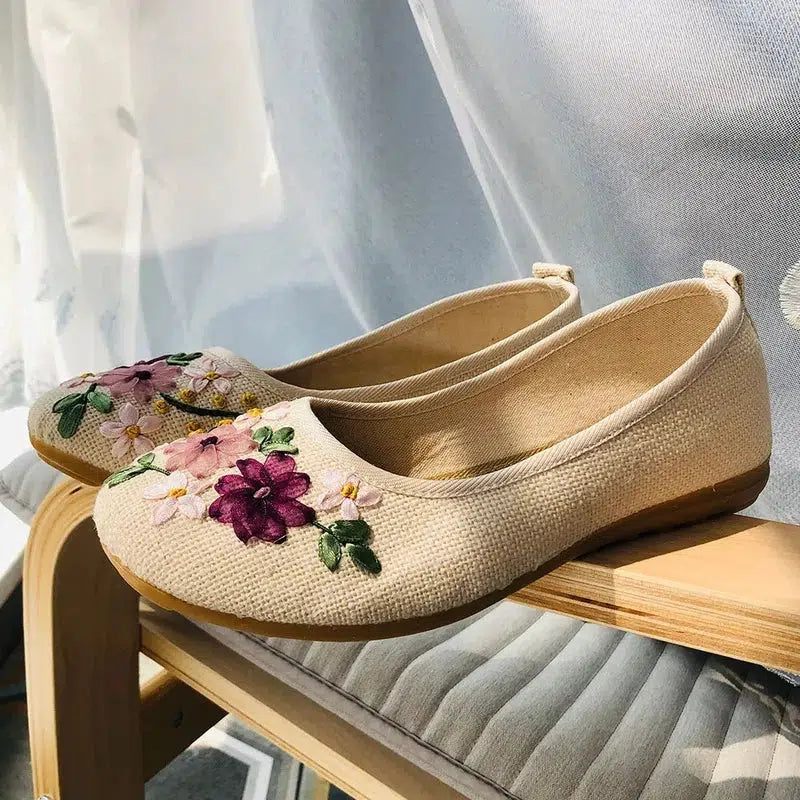 Cheky - Vintage Flats Flower Slip On Cotton