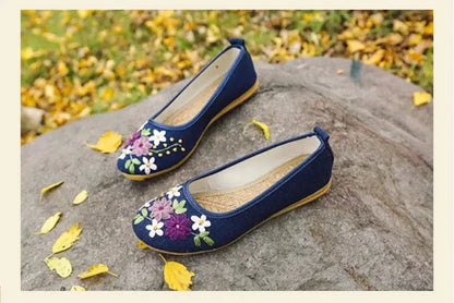 Cheky - Vintage Flats Flower Slip On Cotton