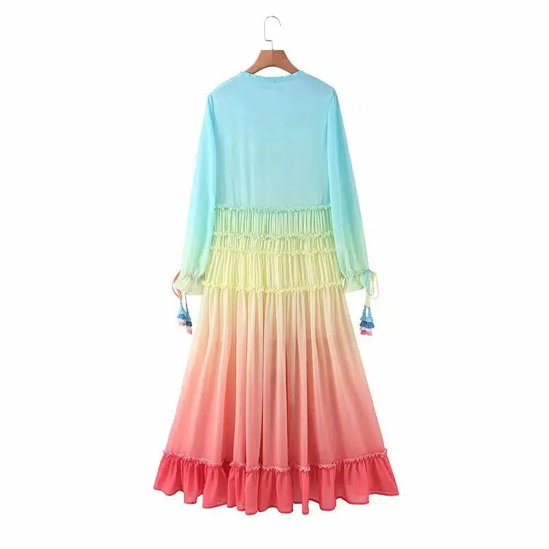 Cheky - Gradient Multicolor Summer Dress - A Romantic Boho Beach Delight