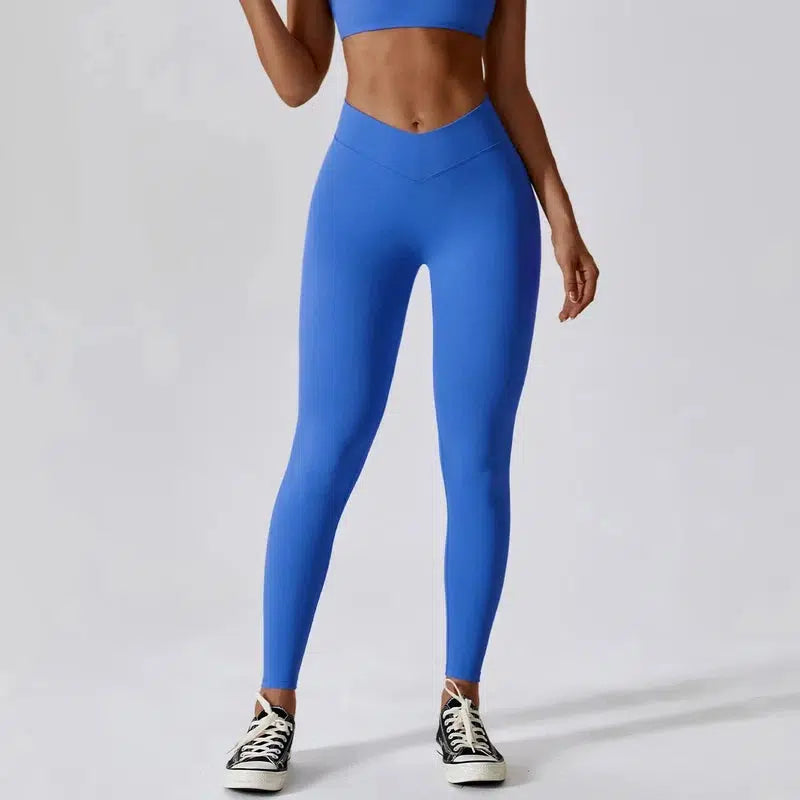 Cheky - Women Sexy Sport Yoga Set Outfit Fitness Workout Clothes Diagonal Shoulder Sports Top Leggings Suit Leisure Running Sportwear