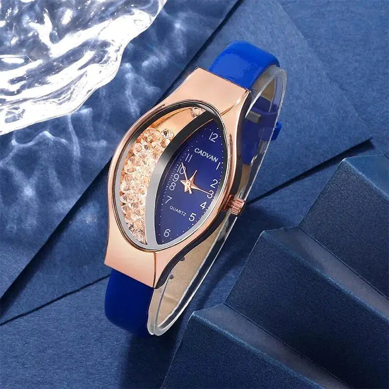 Cheky - 6PCS Set Women Fashion Quartz Watch Female Clock Rhinestone Dial Luxury Brand Design Women Watches Simple Ladies WristWatch