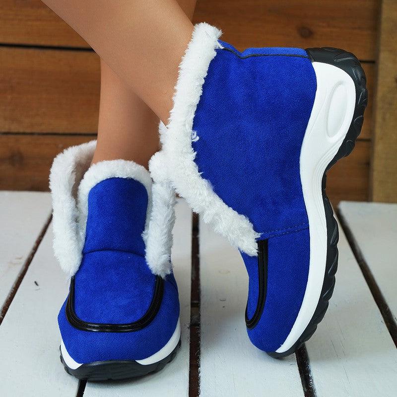 Cheky - Winter Shoes For Women Air-cushion Sole Snow Boots Fashion Solid Leopard Print Platform Ankle Boots Casual Keep Warm Shoes Female