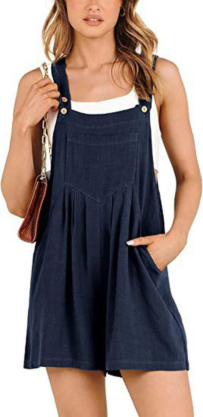 Cheky - Women's Short Overalls Summer Casual Adjustable Strap Loose Short Bib Overalls Jumpsuit Rompers