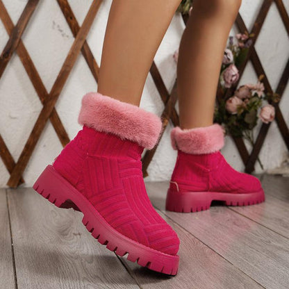 Cheky - Winter Ankle Boots Fashoin Thick-soled Thickened Snow Boots For Women Plush Shoes