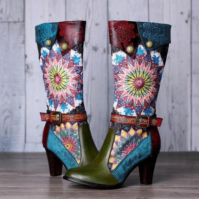 Cheky - Handmade Retro Short Velvet High-heeled Boots Women