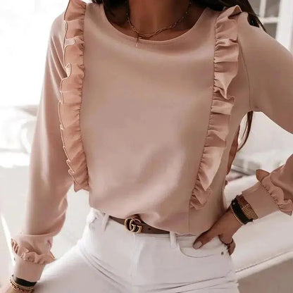 Cheky - Long Sleeve Fashion Simple Crinkle Shirt