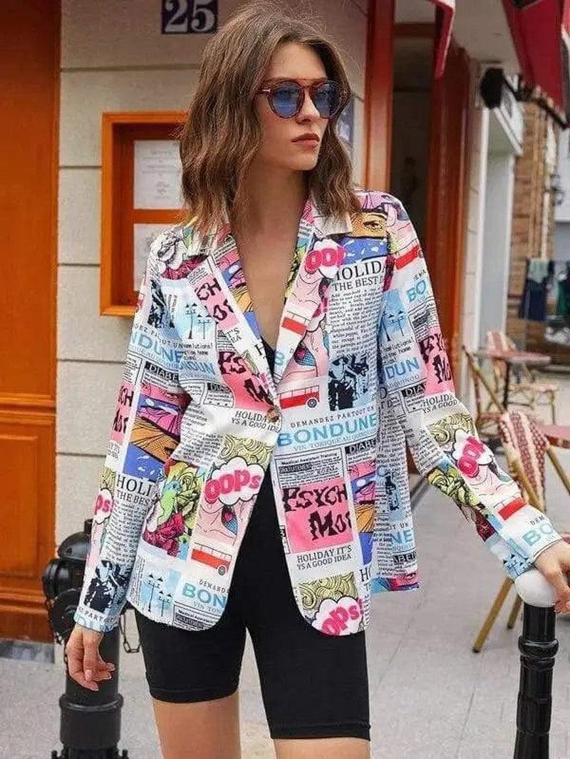 Cheky - Non-Positioning Printing Ladies Casual Small Suit Jacket