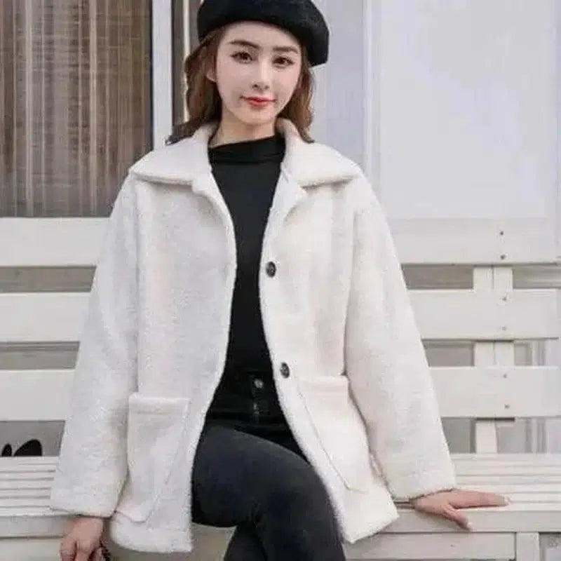 Cheky - New Korean Casual Fur Coat With Thickened Velvet And Warmth