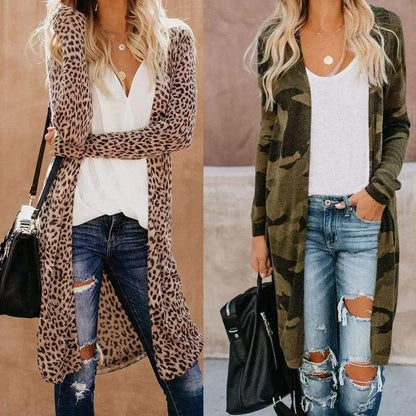 Cheky - New Streetwear Women Long Sleeve Cardigan Leopard Kimono