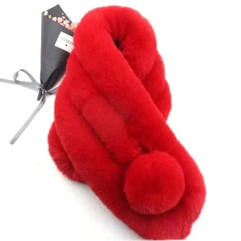 Cheky - Rabbit Fur Scarf Female Winter Korean