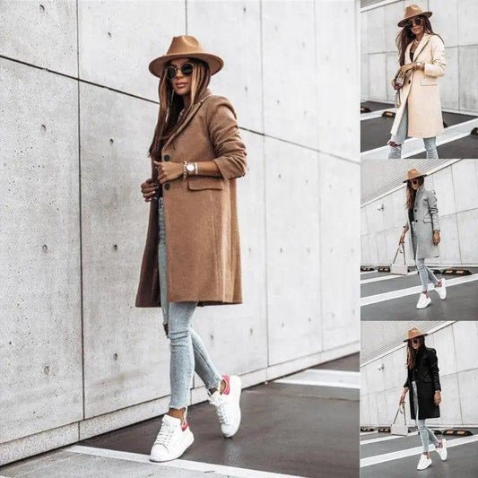 Cheky - Simple Long Sleeve Button Nizi Coat