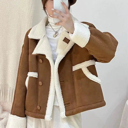 Cheky - Suede Soft Waxy Lamb Coat Girl