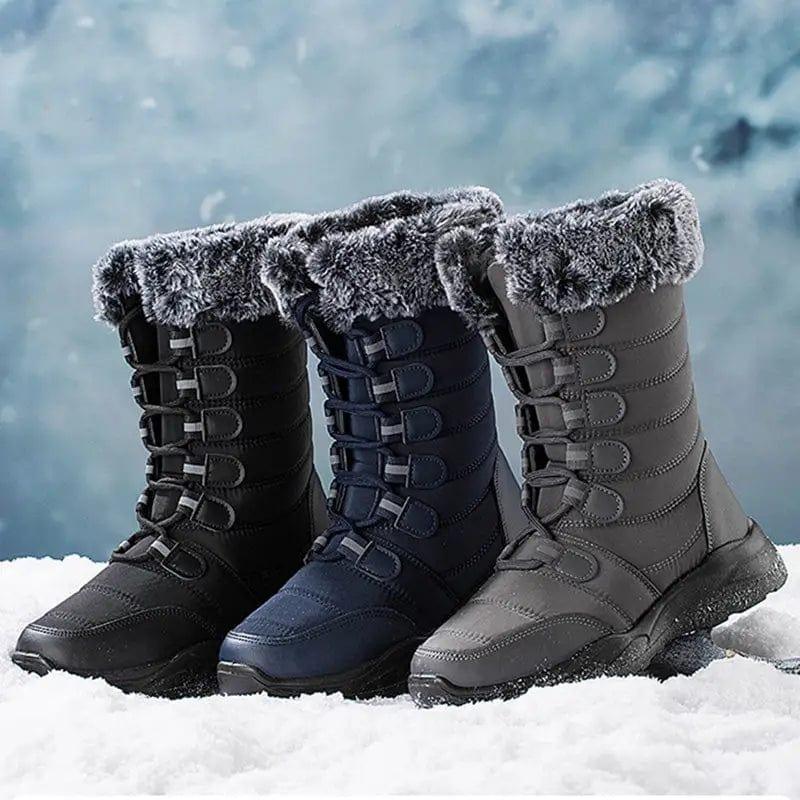 Cheky - Winter Snow Boots Lace-up Platform Boots Fuzzy Shoes Women