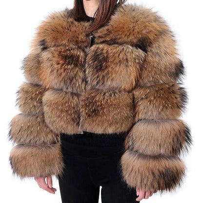 Cheky - Women's Fashionable Fox Fur Splicing Short Coat