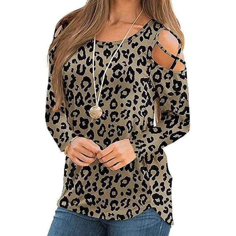 Cheky - Women's Printed Long Sleeve Off Shoulder T-Shirt Women's Top